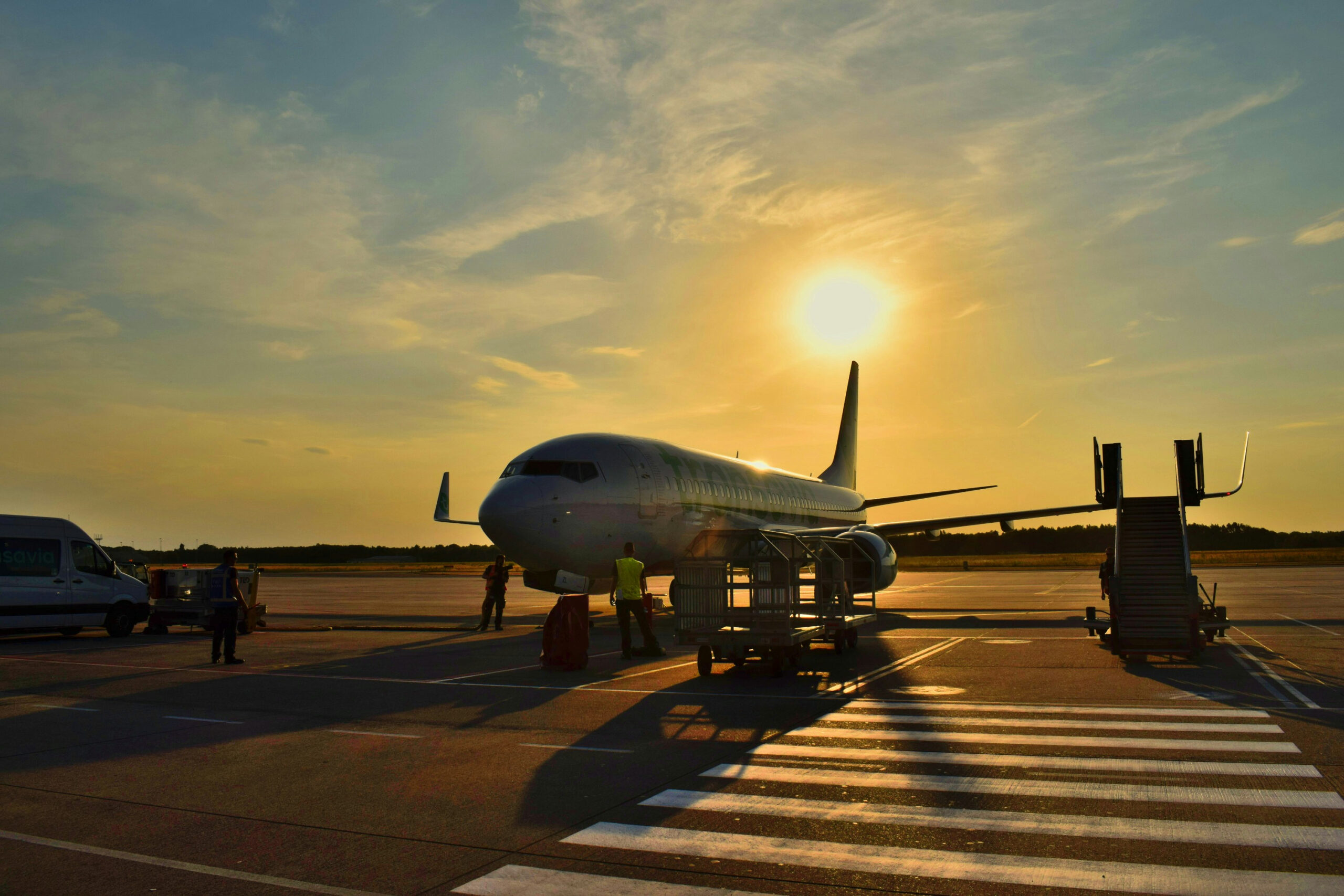 An aircraft sitting on the runway