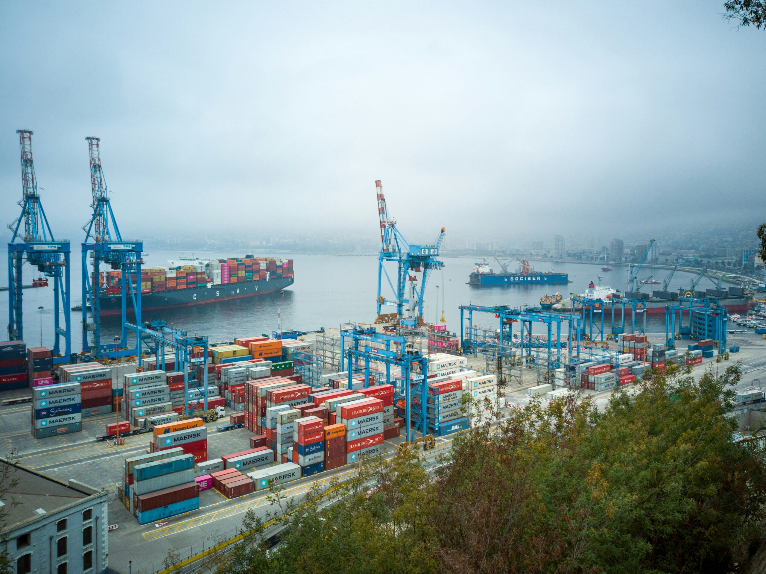 A large container port